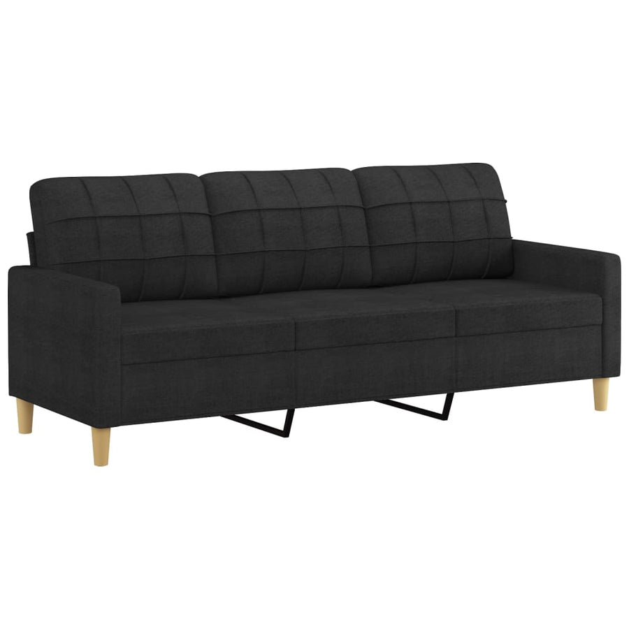 2-delige loungeset met kussens stof zwart Zwart met kussens
