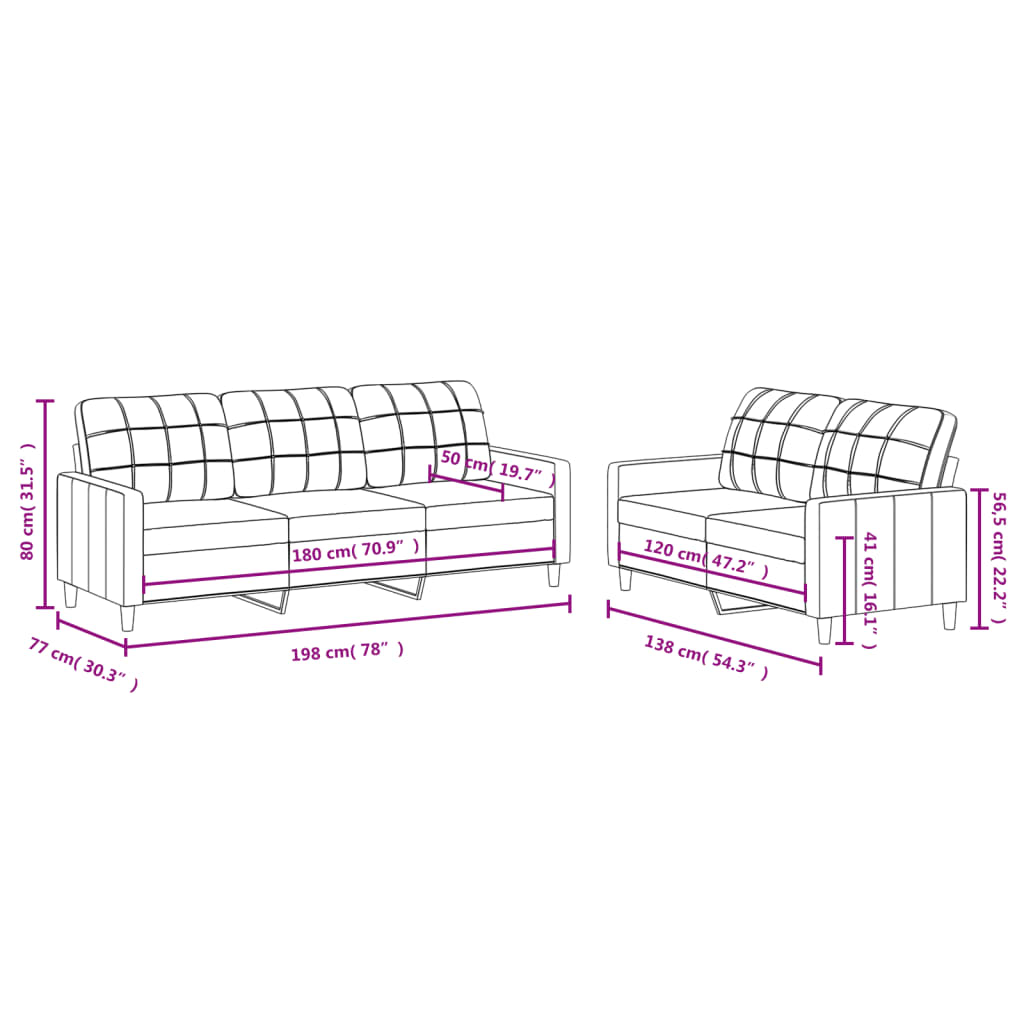 2-delige loungeset met kussens stof zwart Zwart met kussens