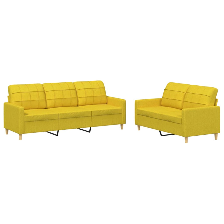 2-Delige Loungeset Stof Lichtgeel met kussens