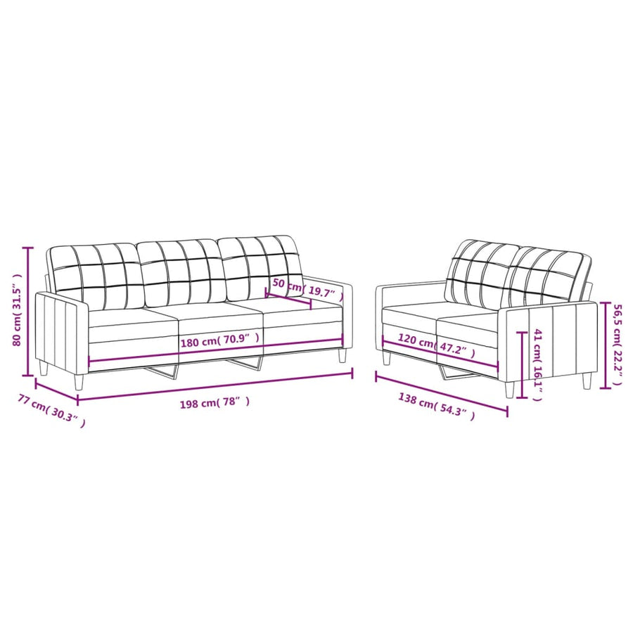 2-Delige Loungeset Stof Taupe met kussens