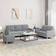Loungeset 3-delig stof lichtgrijs