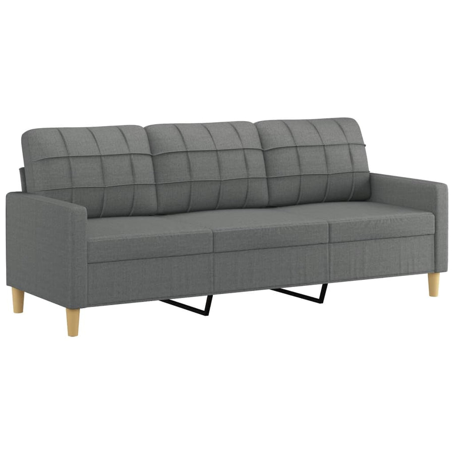 3-delige Loungeset met kussens stof donkergrijs Donkergrijs