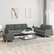 Loungeset 3-delig donkergrijs stof