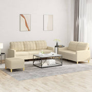 Loungeset 3-delig crèmekleurig stof
