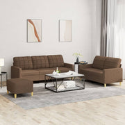 Loungeset 4-delig bruin stof met kussens