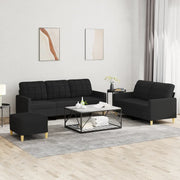Loungeset 3-delig stof zwart
