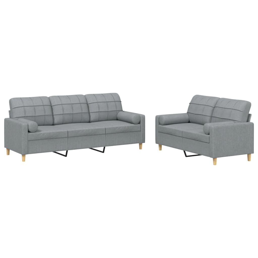 2-Delige Loungeset Stof Lichtgrijs met kussens