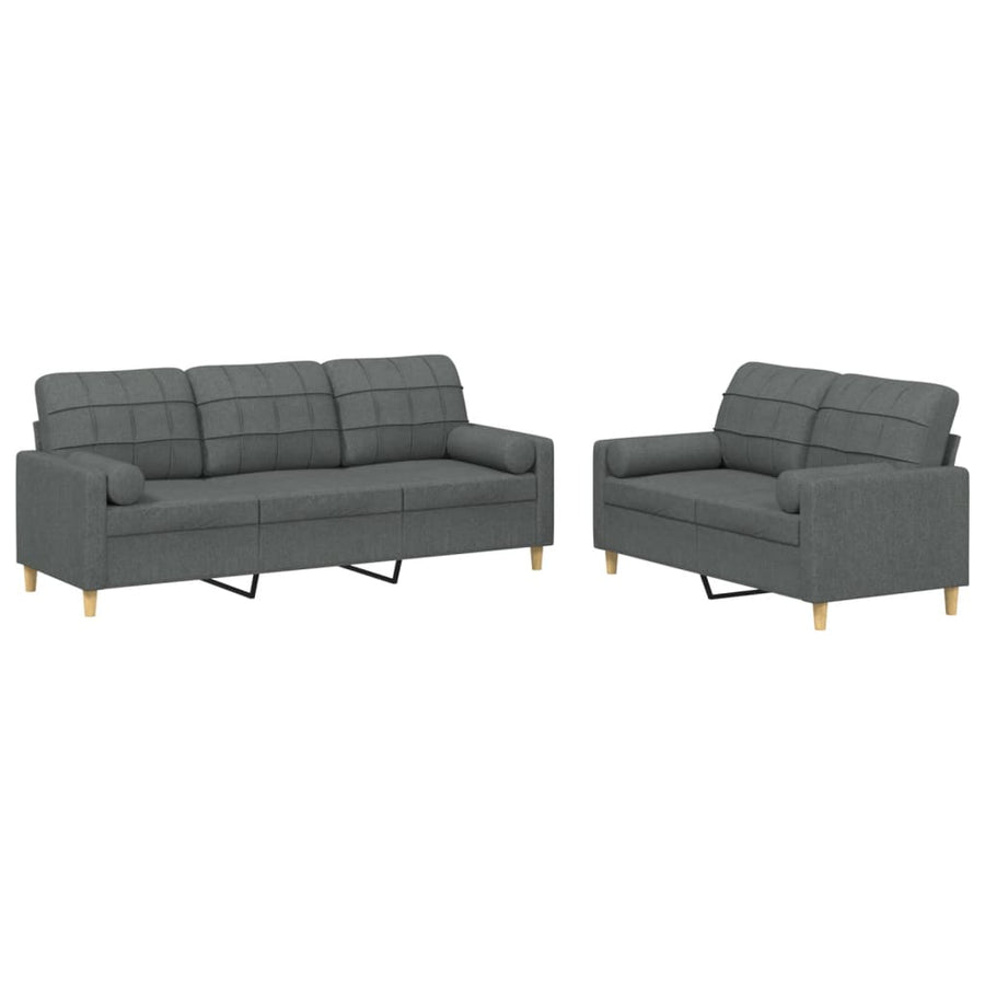 2-Delige Loungeset Stof Donkergrijs met kussens