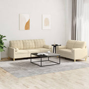 Loungeset 2-delig stof crèmekleurig