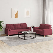 Loungeset 2-delig stof wijnrood