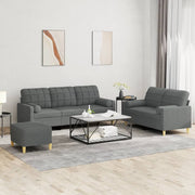 Loungeset 3-delig donkergrijs stof
