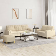 Loungeset 3-delig stof crèmekleurig