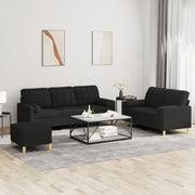 Loungeset 3-delig stof zwart