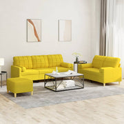 Loungeset 3-delig stof lichtgeel