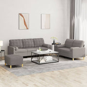 Loungeset 3-delig taupe stof met kussens