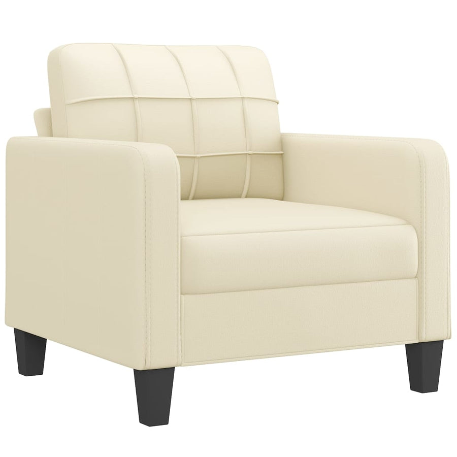 3-delige Loungeset met kussens kunstleer crème Crème met kussens