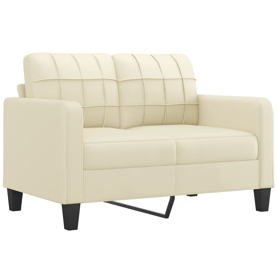 3-delige Loungeset met kussens kunstleer crème Crème met kussens