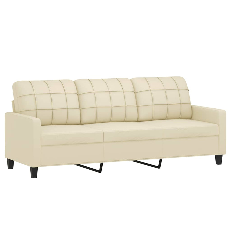 3-delige Loungeset met kussens kunstleer crème Crème met kussens
