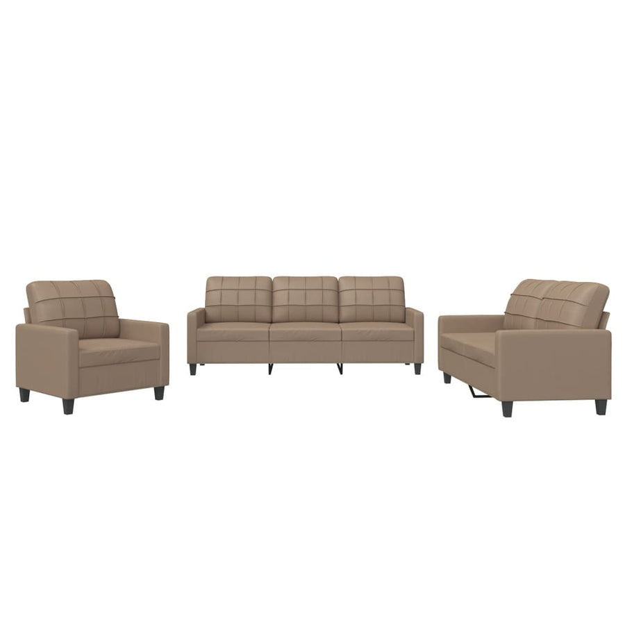 3-Delige Loungeset Kunstleer Cappuccino met kussens