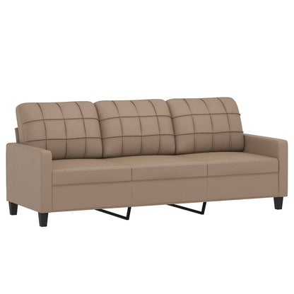3-Delige Loungeset Kunstleer Cappuccino met kussens