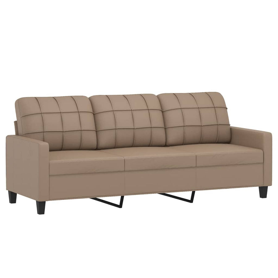 3-Delige Loungeset Kunstleer Cappuccino met kussens
