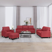 Loungeset 4-delig fluweel wijnrood