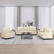 Loungeset 3-delig kunstleer crèmekleurig