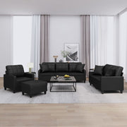 Loungeset 4-delig kunstleer zwart