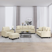 Loungeset 4-delig kunstleer crèmekleurig