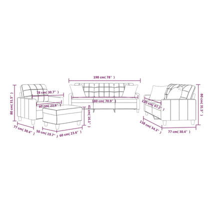 4-Delige Loungeset Met Kussens Kunstleer Grijs met kussens en voetenbankje