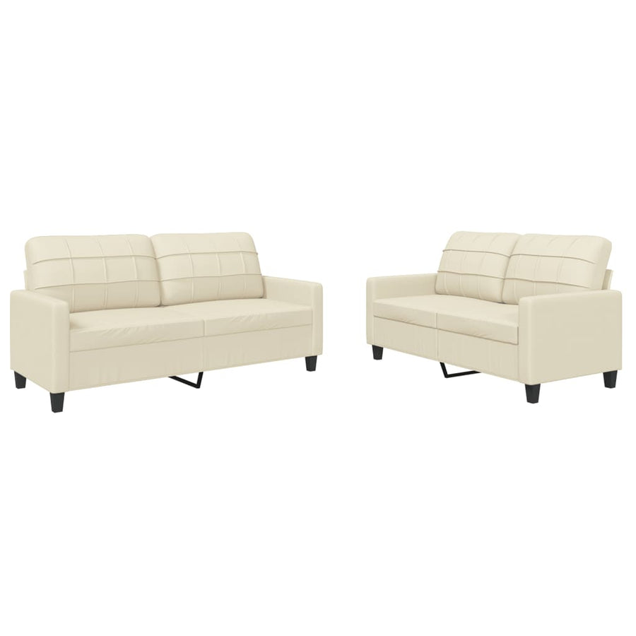2-delige Loungeset met kussens kunstleer crème Crème met kussens