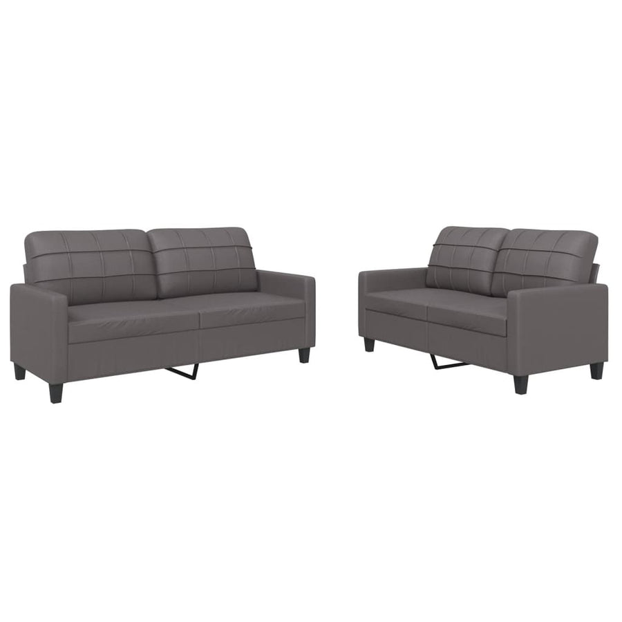 2-Delige Loungeset Kunstleer Grijs met kussens
