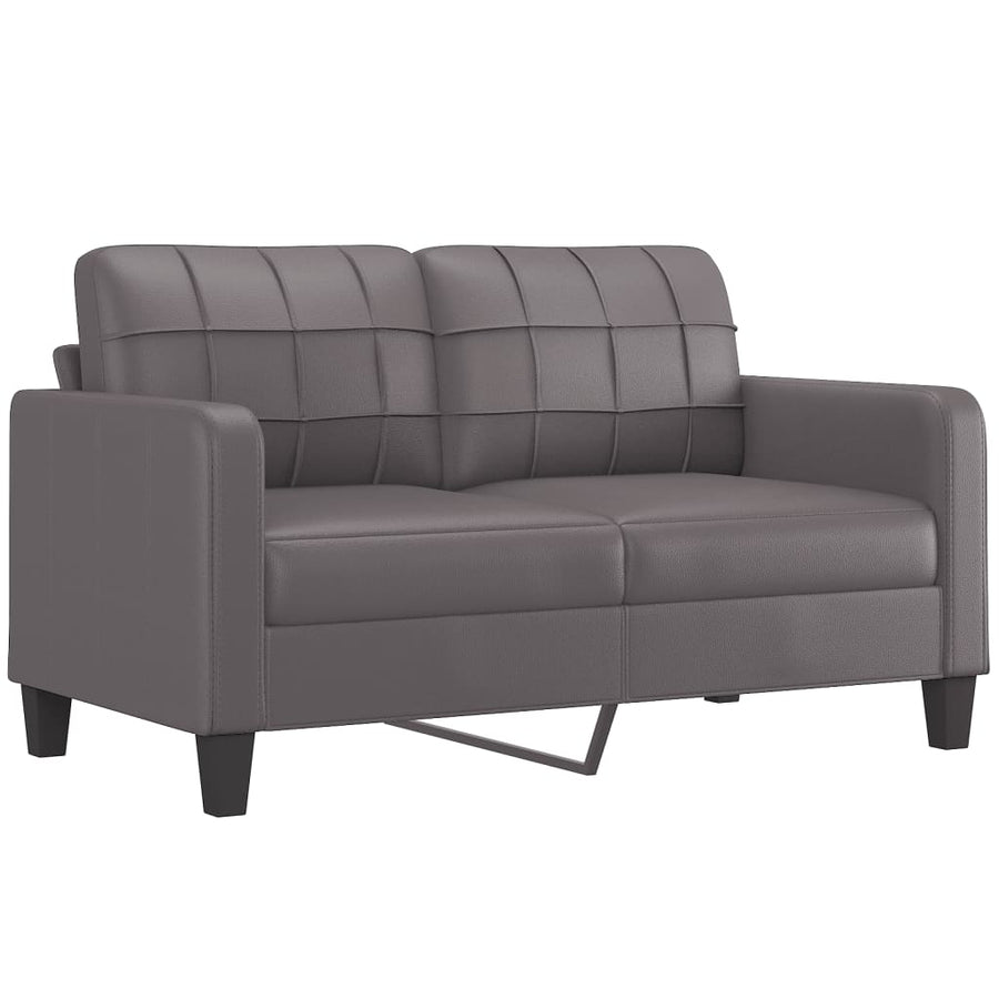 2-Delige Loungeset Kunstleer Grijs met kussens