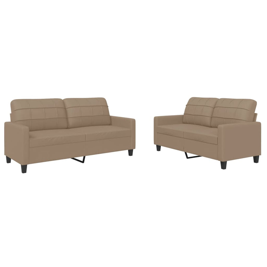 2-Delige Loungeset Kunstleer Cappuccino met kussens