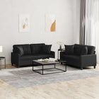 2-piece Lounge Set with Cushions, Black Faux Leather
