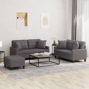 Loungeset 3-delig kunstleer grijs