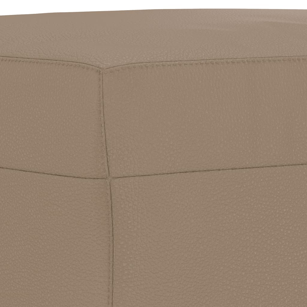 3-Delige Loungeset Met Kussens Kunstleer Kleurig Cappuccino met kussens en voetenbankje