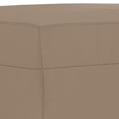 3-Delige Loungeset Met Kussens Kunstleer Kleurig Cappuccino met kussens en voetenbankje