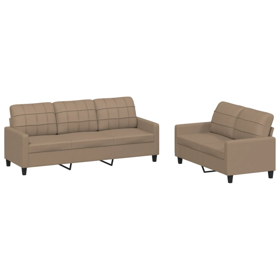 2-Delige Loungeset Kunstleer Cappuccino met kussens