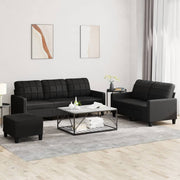 Loungeset 3-delig kunstleer zwart