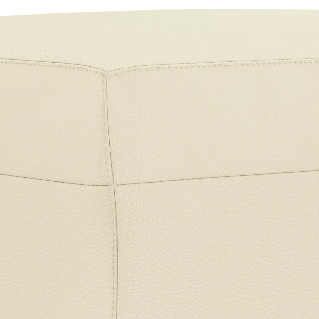 3-delige Loungeset met kussens kunstleer crème Crème met kussens en voetenbankje