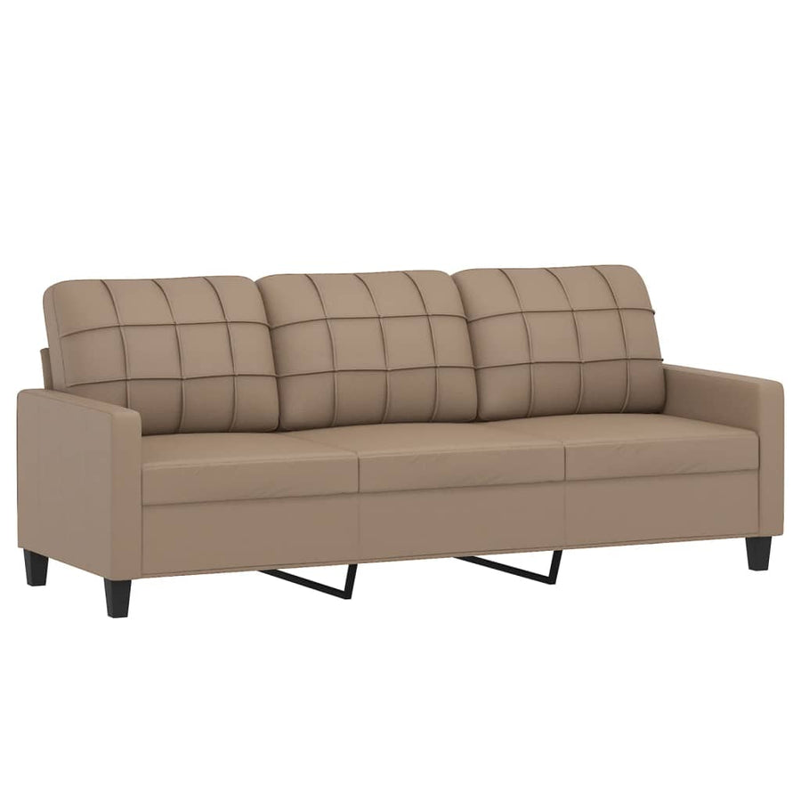 3-Delige Loungeset Met Kussens Kunstleer Cappuccino met kussens en voetenbankje