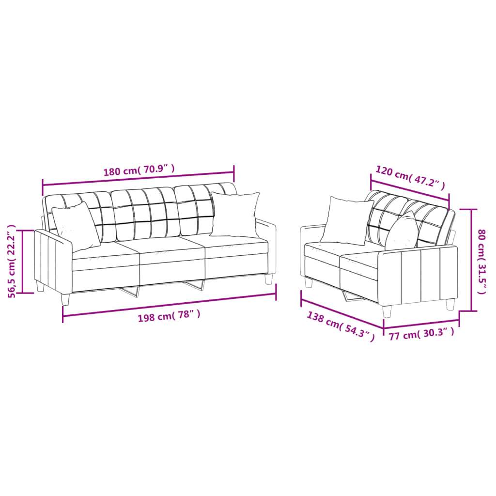 2-delige Loungeset met kussens kunstleer grijs Grijs met kussens
