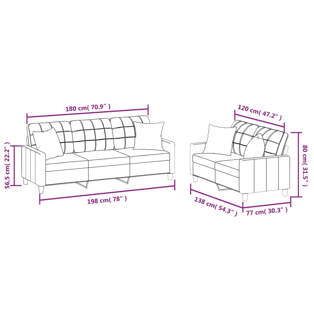 2-Delige Loungeset Met Kussens Kunstleer Wijnrood