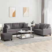 Loungeset 3-delig kunstleer grijs