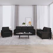 Loungeset 3-delig kunstleer zwart met kussens