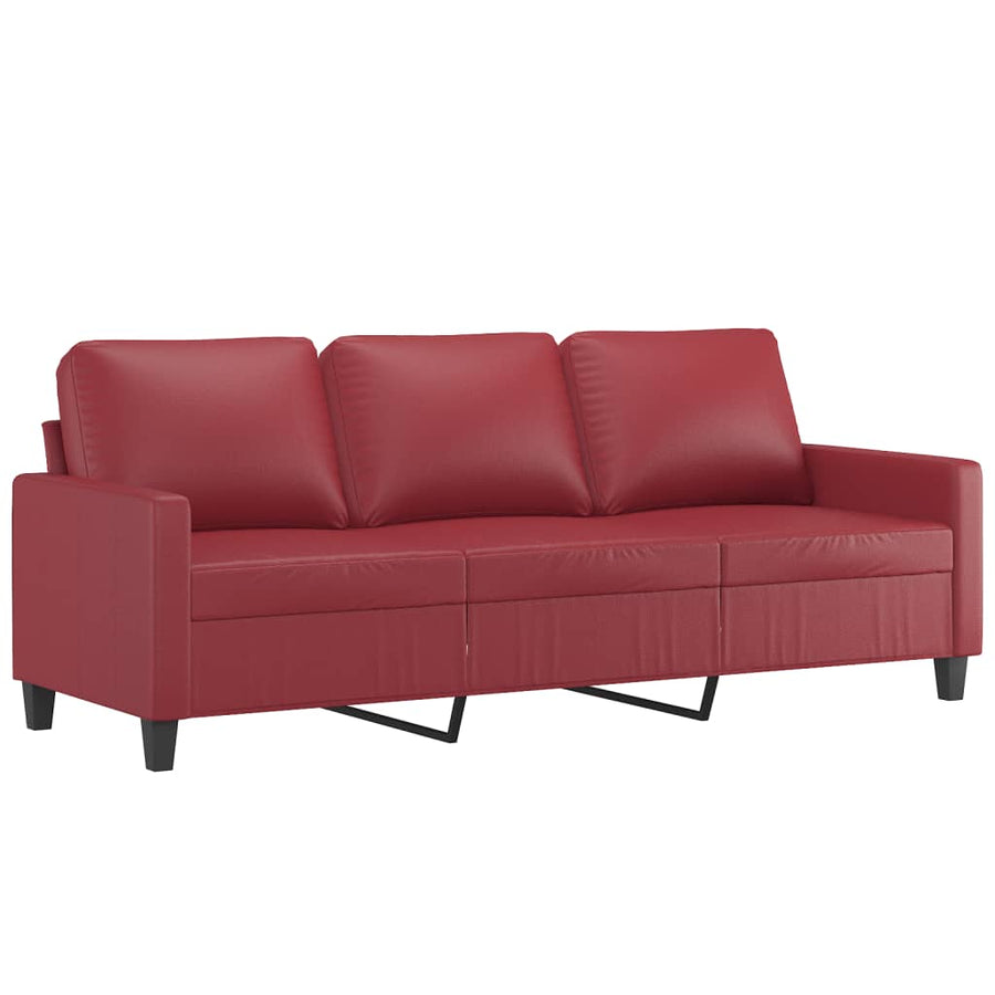 3-delige Loungeset met kussens kunstleer wijnrood