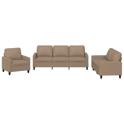3-Delige Loungeset Kunstleer Cappuccino met kussens