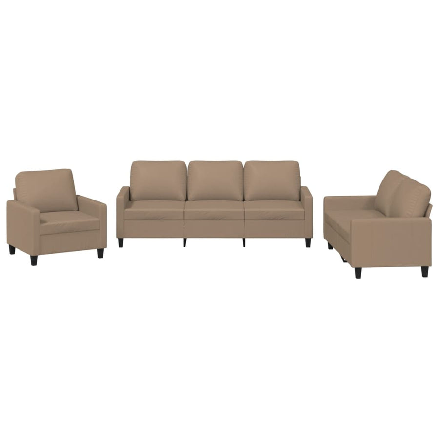 3-Delige Loungeset Kunstleer Cappuccino met kussens