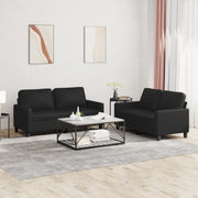 Loungeset 2-delig kunstleer zwart